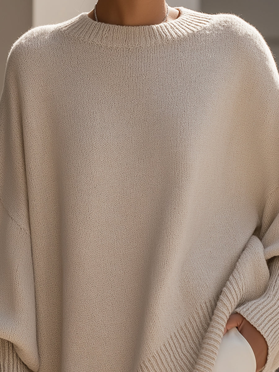 Elegante e raffinato maglione poncho in maglia da donna – Maglione lungo morbido e oversize