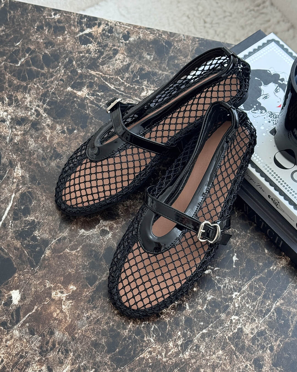 Ballerine da donna in mesh traspirante con dettagli effetto pelle - Eleganti e leggere