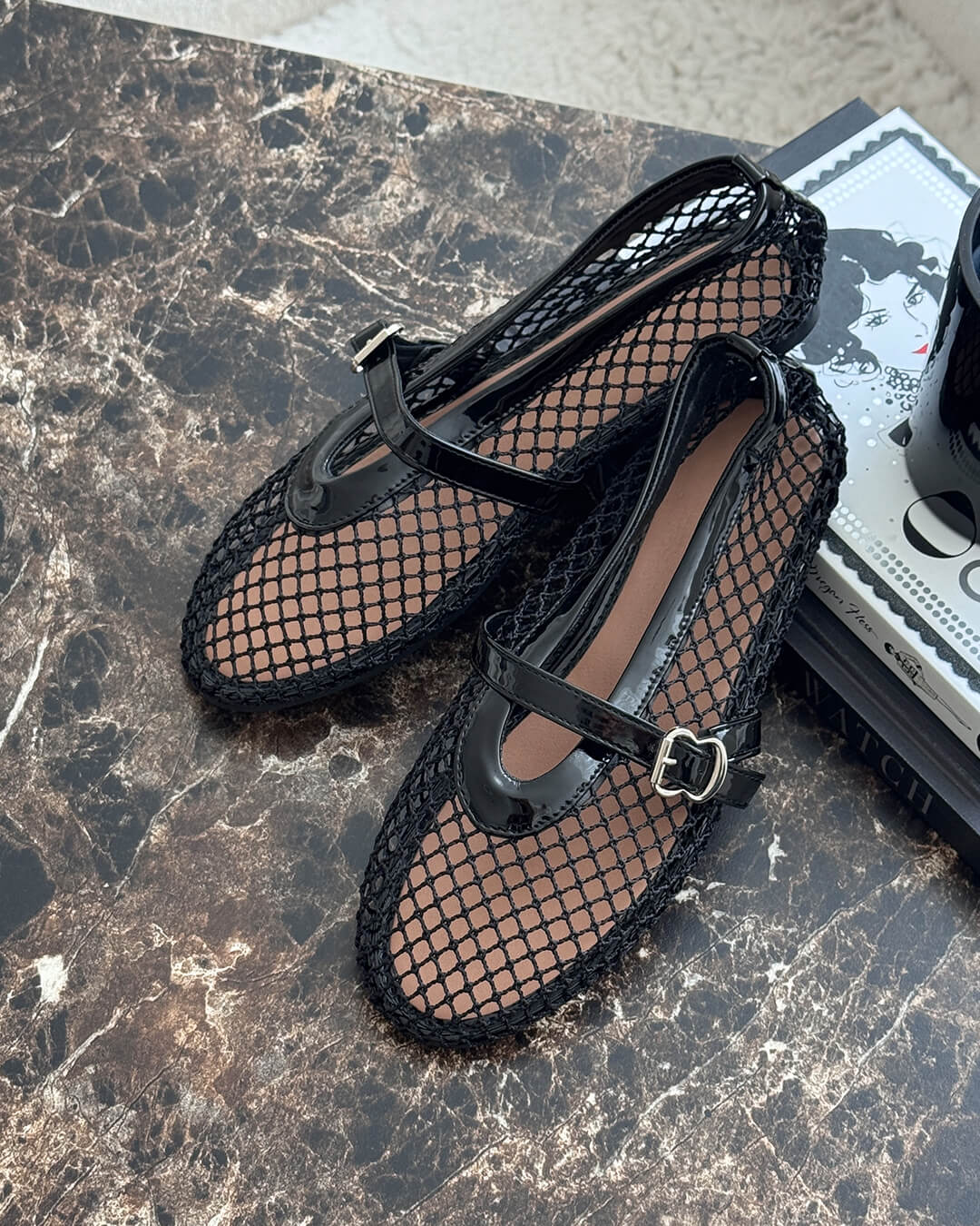 Ballerine da donna in mesh traspirante con dettagli effetto pelle - Eleganti e leggere