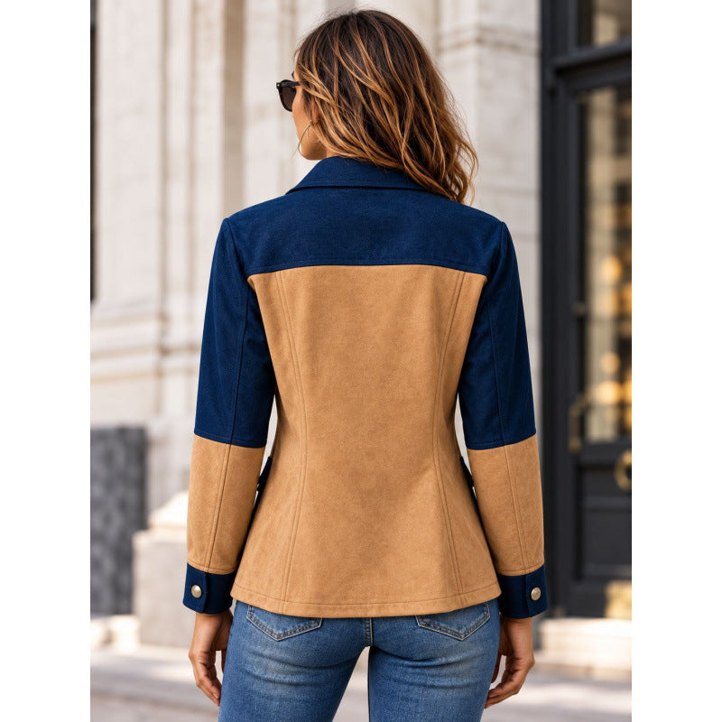 Retro color-block-jakke til kvinder - Casual og varm