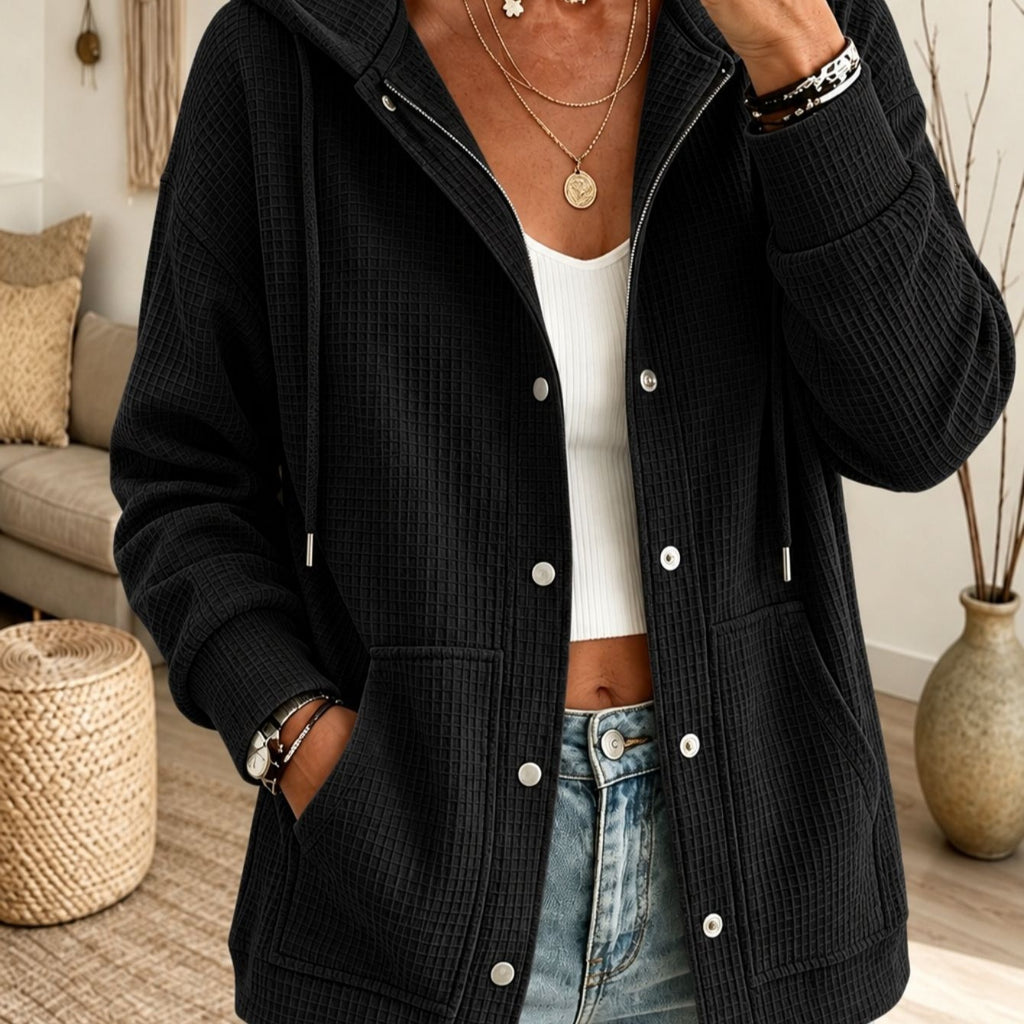 Cardigan femme à capuche et cordon de serrage - Décontracté et confortable