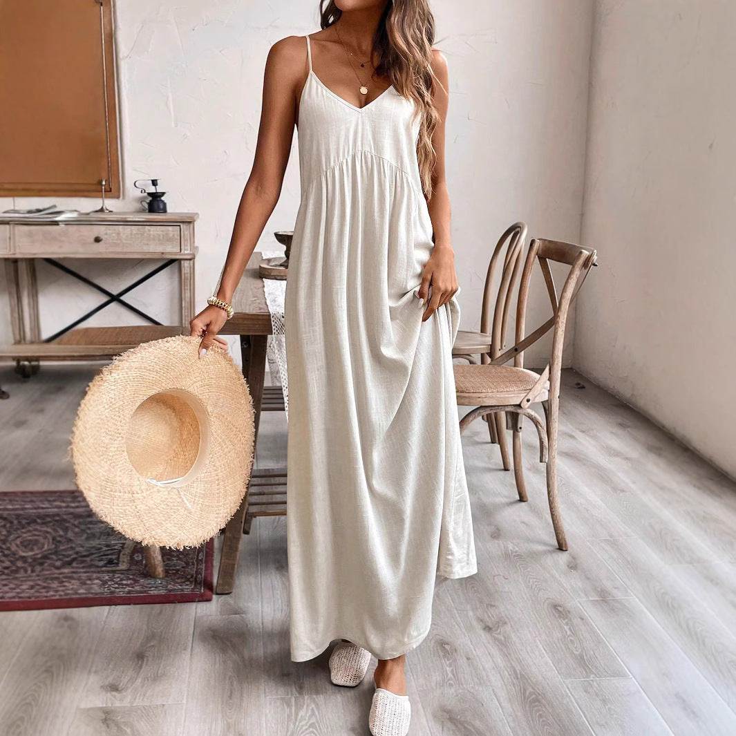 Abito lungo donna senza spalline linea ad A
