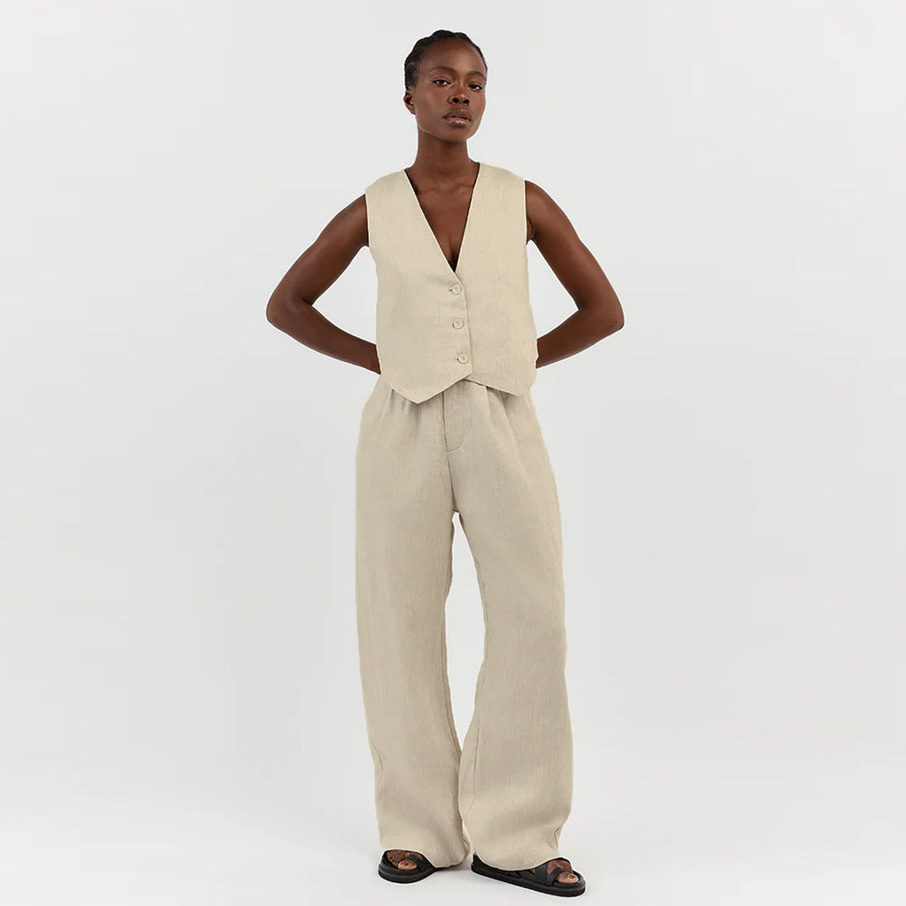 Set di pantaloni raffinati da donna abbinati a gilet slim