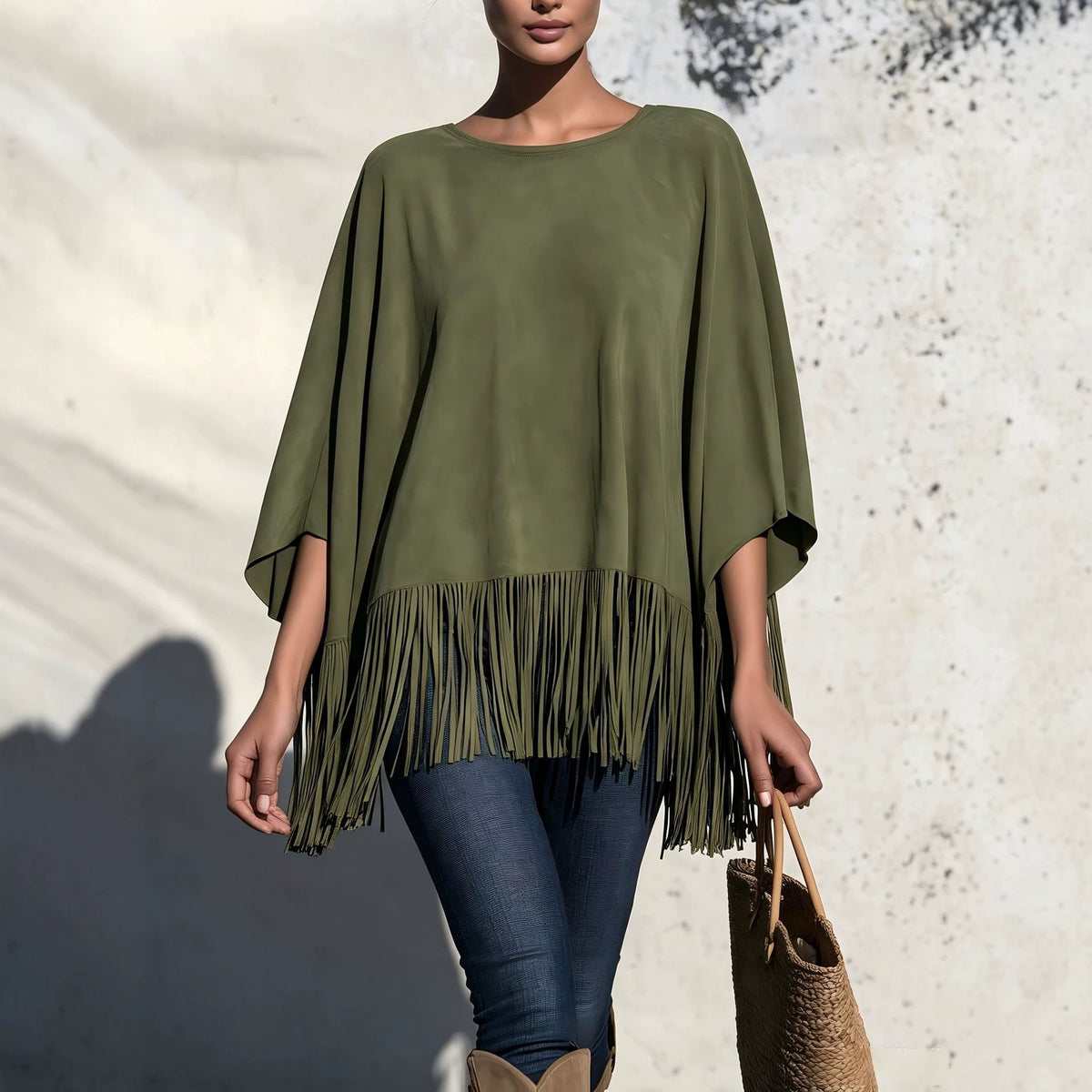 Loose-fit women’s blouse with fringes - Fluid and original