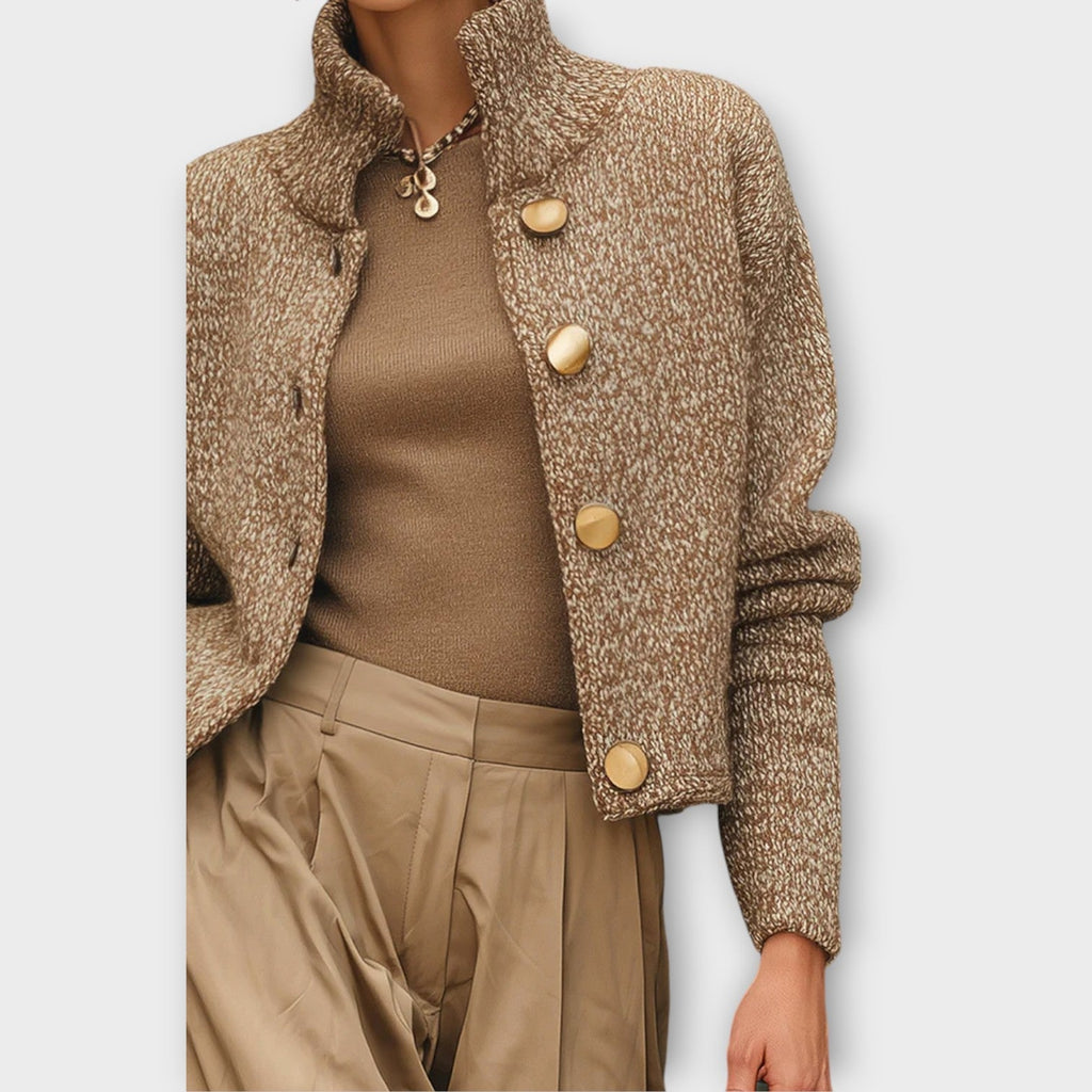 Veste pour femme en maille texturée avec boutons – Chic et confortable