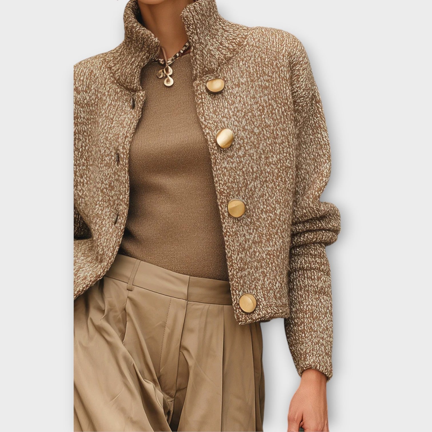 Veste pour femme en maille texturée avec boutons – Chic et confortable