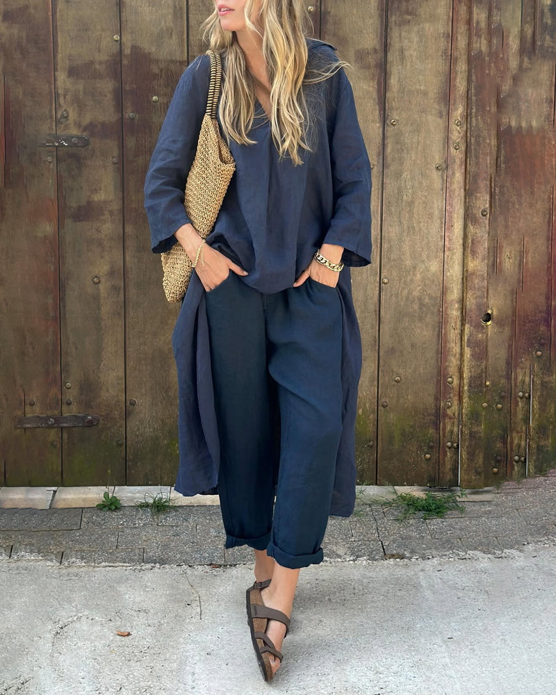 Completo tunica e pantaloni casual da donna - Completo estivo leggero
