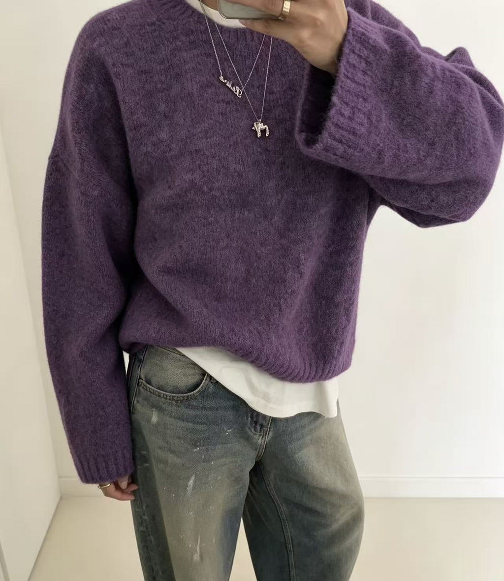 Maglione donna ampio tinta unita in maglia - Morbido e facile da indossare
