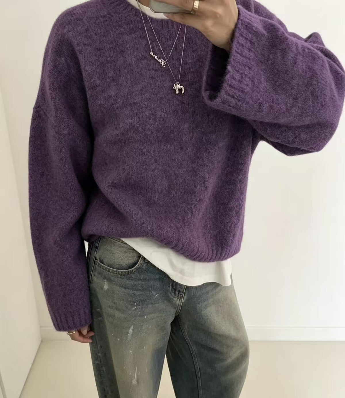 Maglione donna ampio tinta unita in maglia - Morbido e facile da indossare