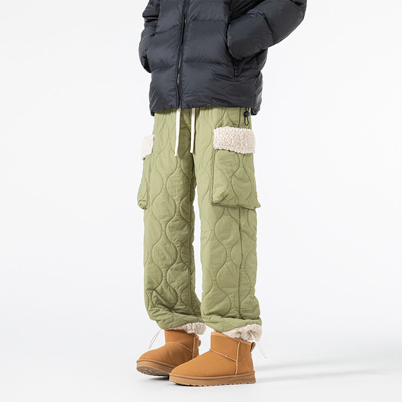 Pantaloni da sci trapuntati da uomo – Pantaloni invernali spessi dal taglio dritto