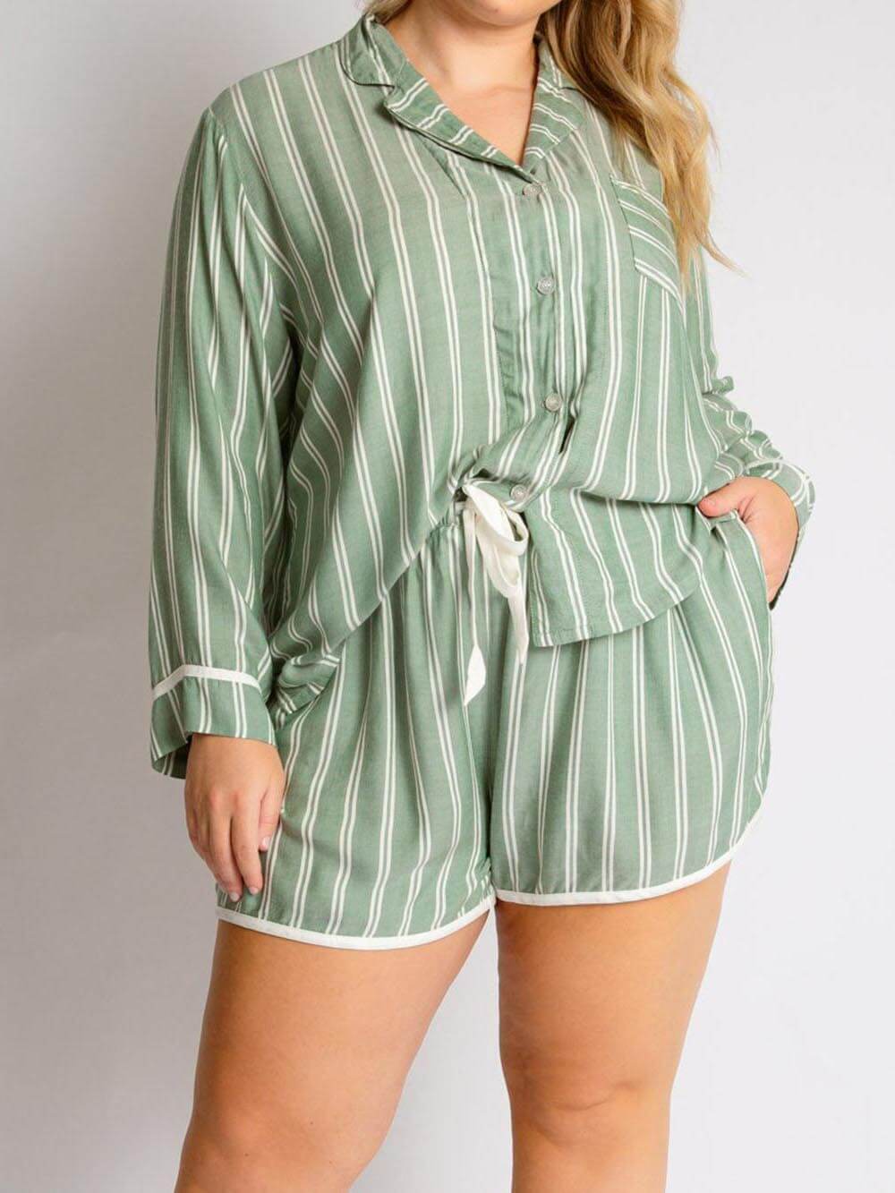 Set pigiama donna a righe morbide e lussuose