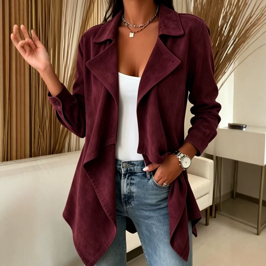 Veste mi-longue effet suède - Douce et élégante