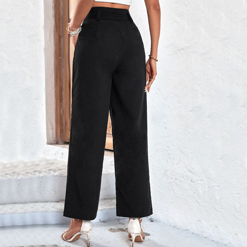 Pantaloni sartoriali eleganti a vita alta con cintura per donna