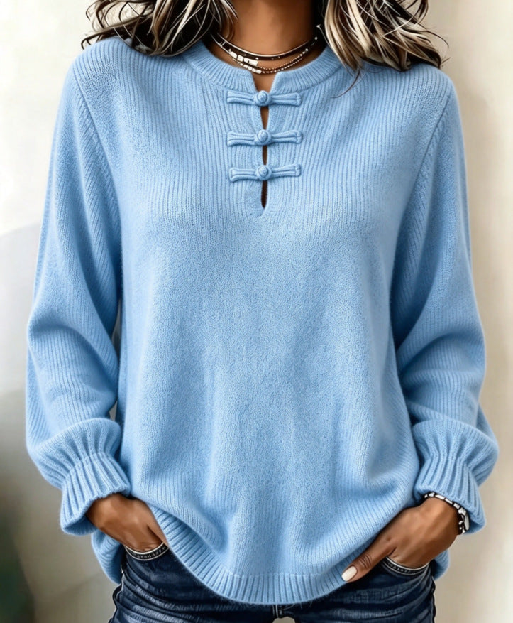Camicia in maglia da donna con collo alto – Vestibilità casual