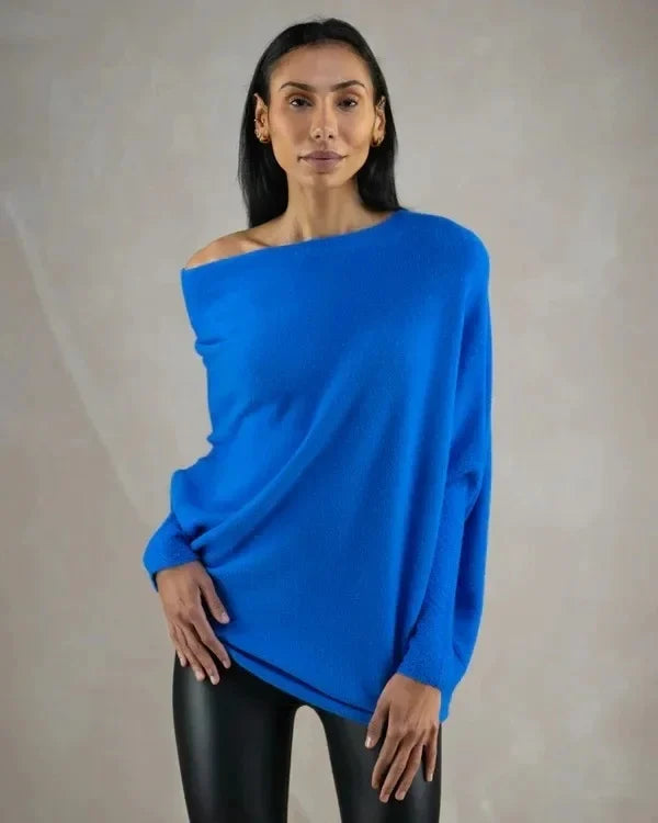 Asymmetrisk draperet sweater til kvinder - Flydende og elegant
