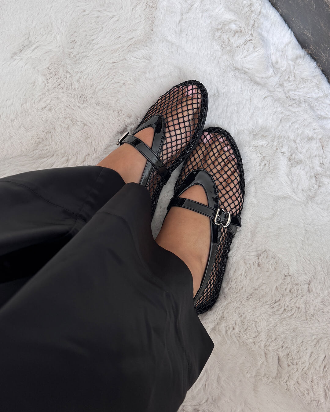 Ballerine da donna in mesh traspirante con dettagli effetto pelle - Eleganti e leggere