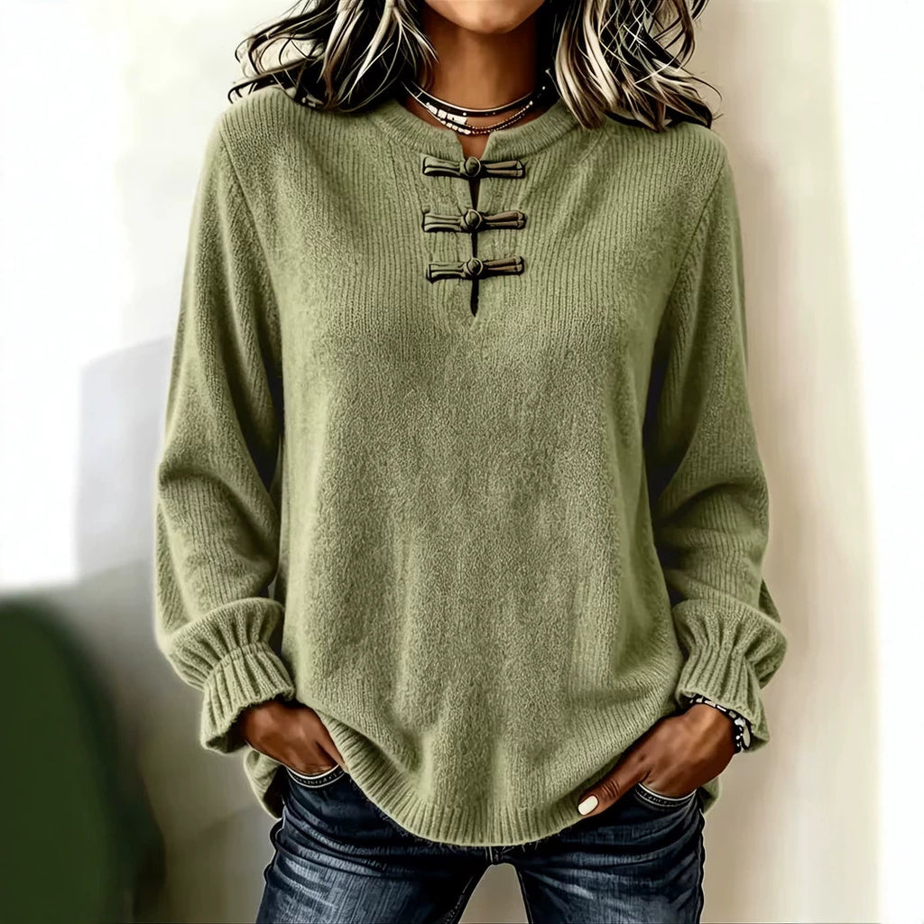 Camicia in maglia da donna con collo alto – Vestibilità casual