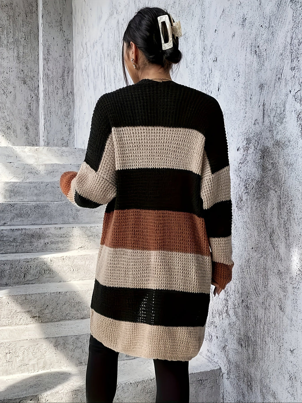 Cardigan lungo donna color block - Moderno e confortevole