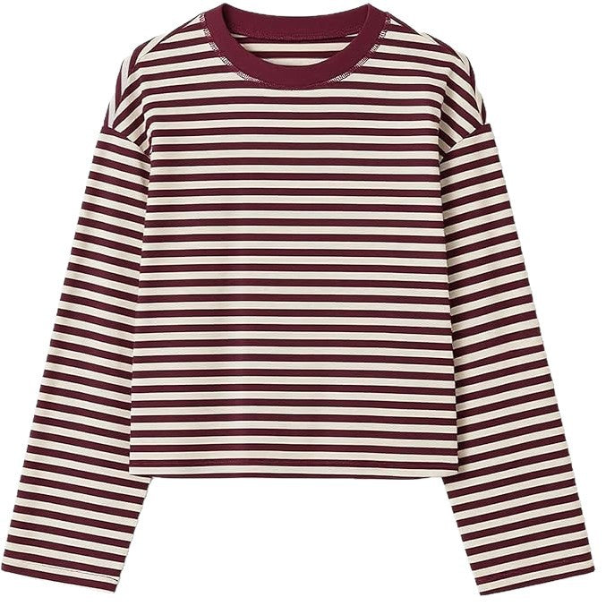 T-shirt da donna a righe color-block in stile rétro – Casual e vintage