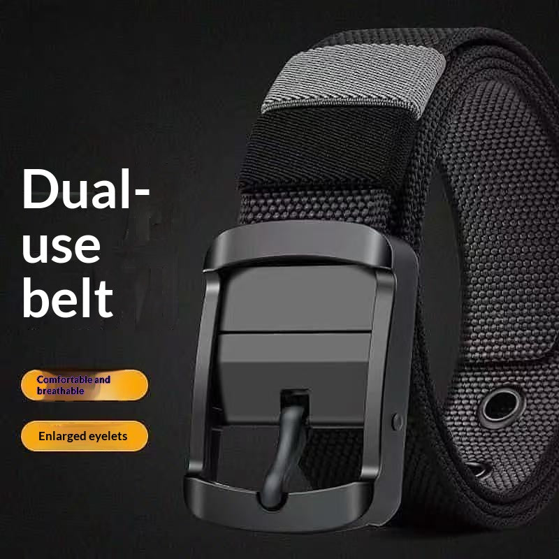 Cintura girevole in nylon da uomo – Stile versatile con fibbia ad ardiglione bifacciale