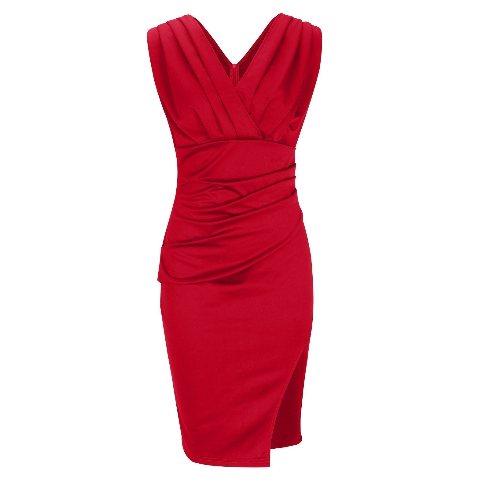 Abito da cocktail midi con scollo a V per invitati a matrimoni - Elegante, lusinghiero