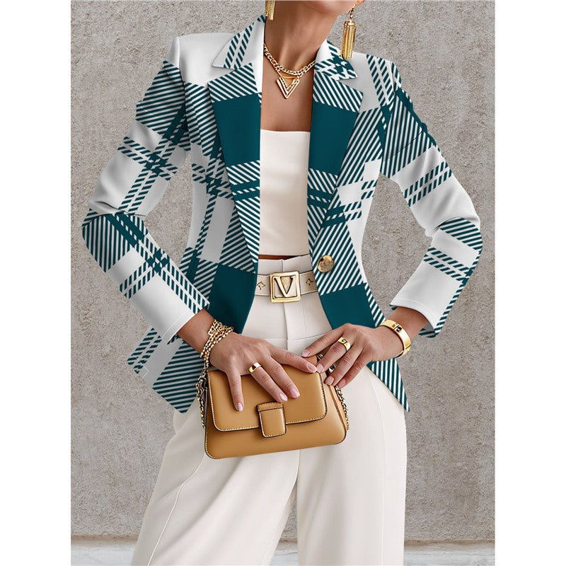 Giacca da donna blu navy a pois bianchi – Stile casual chic ed elegante