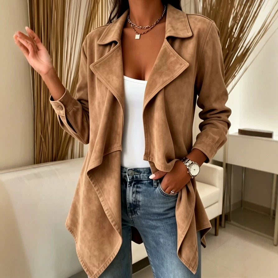 Veste mi-longue effet suède - Douce et élégante