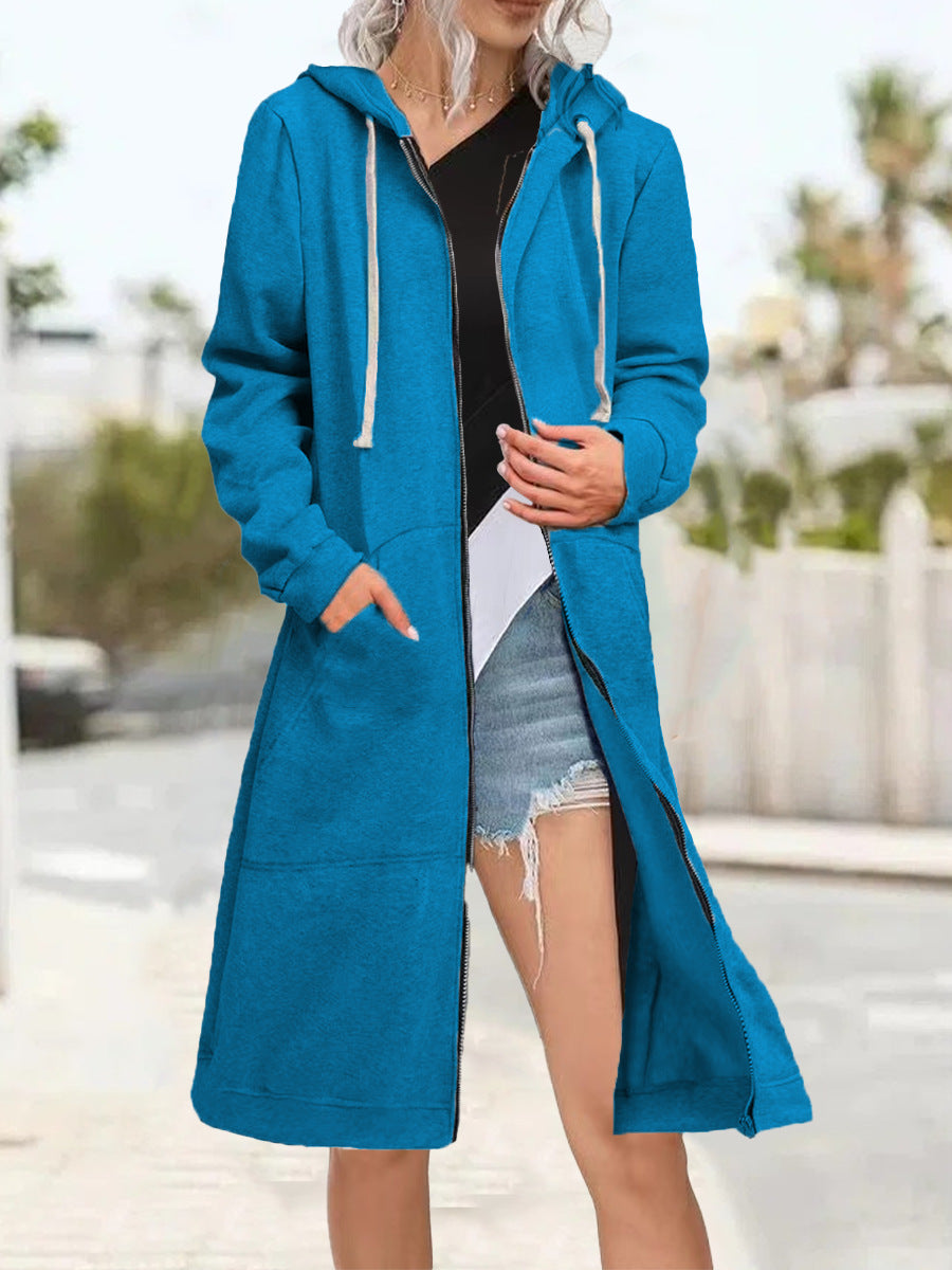 Cardigan oversize multicolor de mujer con cremallera y capucha suave