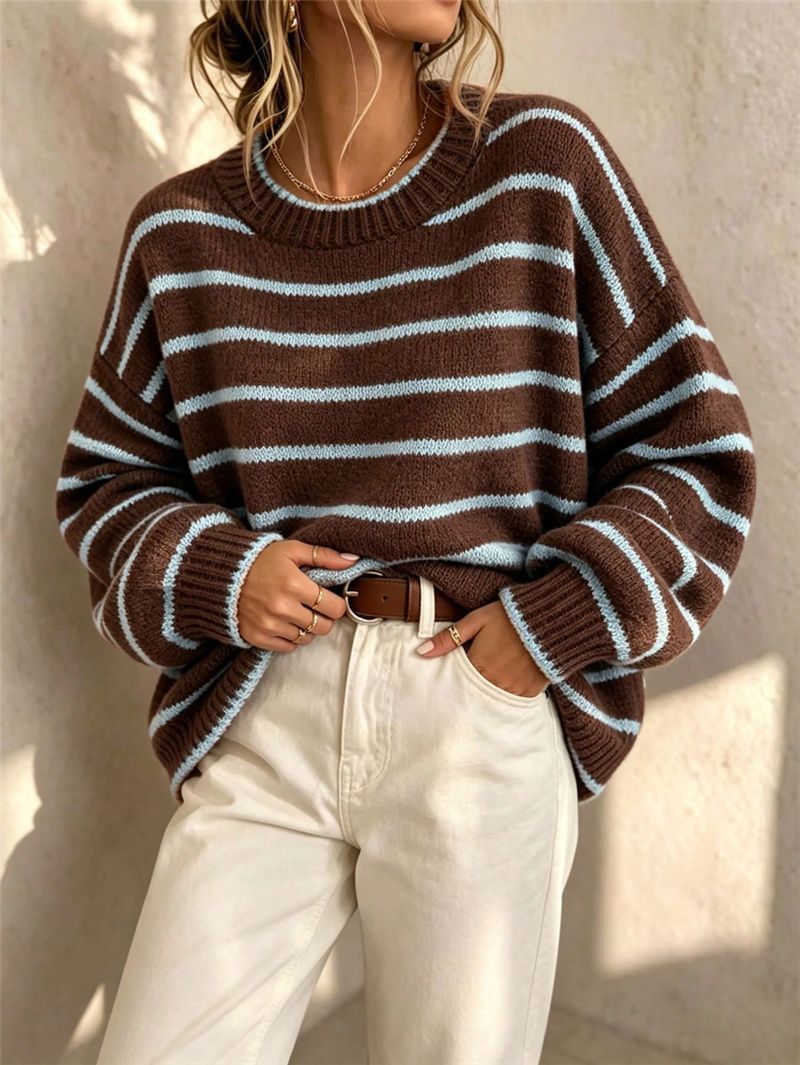 Pull femme en maille à col rond - Décontracté et confortable