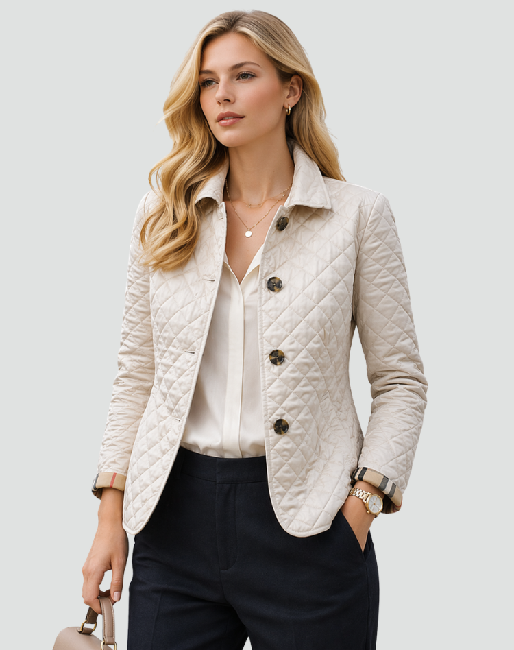 Giacca donna trapuntata con colletto e bottoni - Elegante e pratica