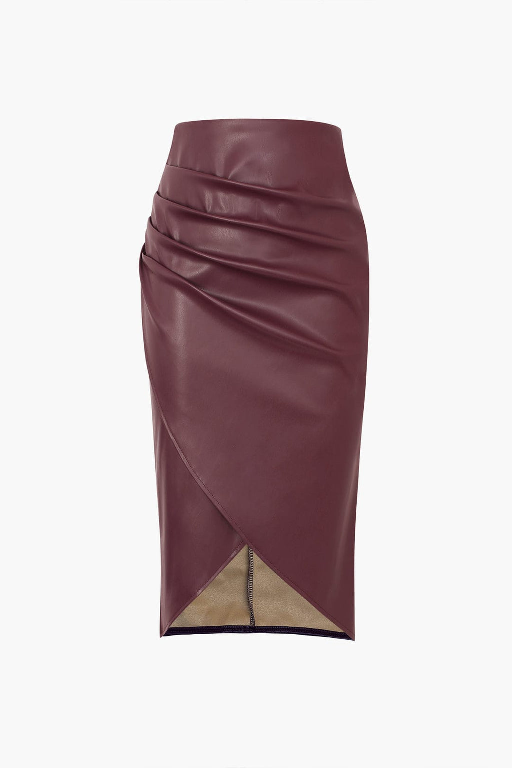 Gonna midi in similpelle da donna – Elegante asimmetrica aderente con motivo intrecciato