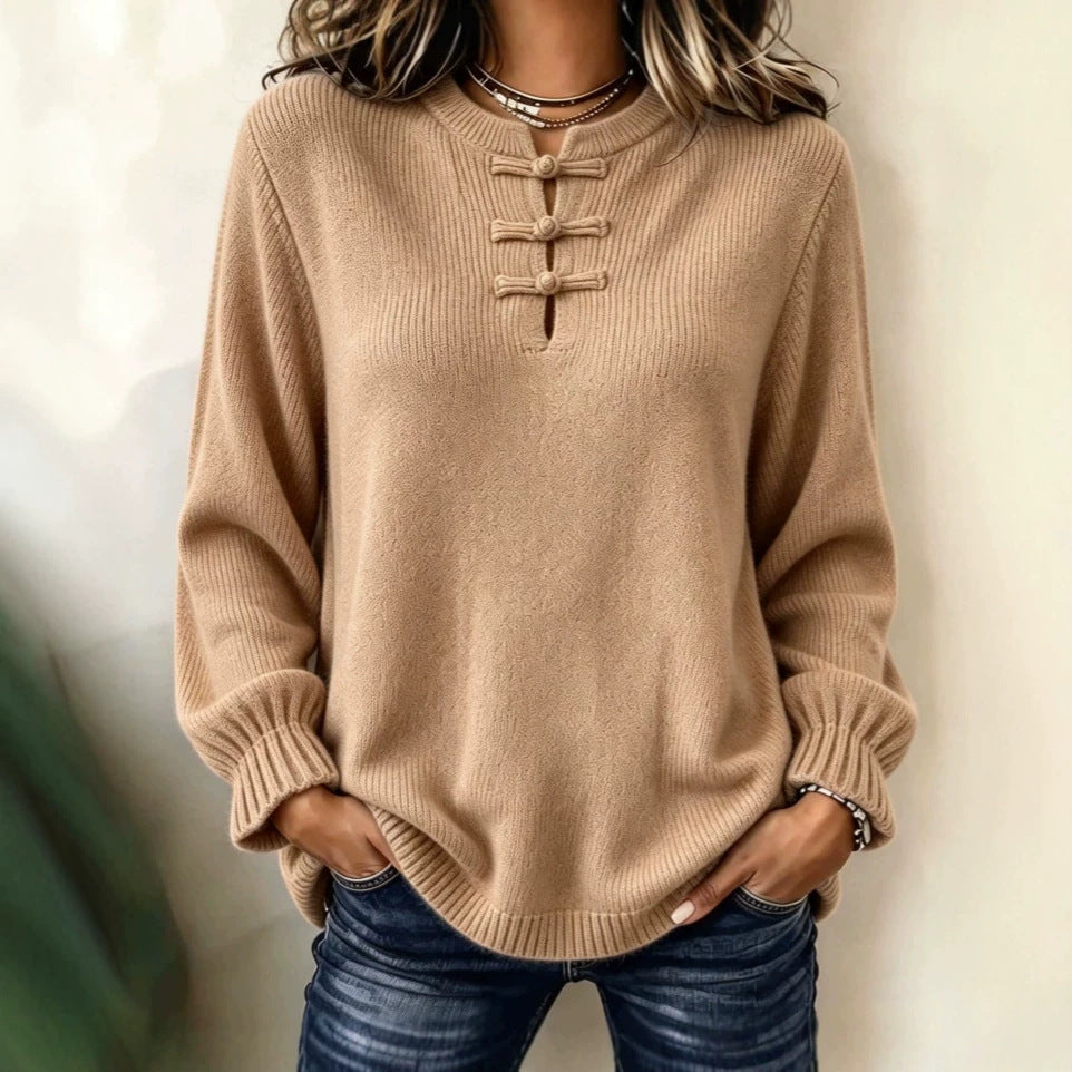 Camicia in maglia da donna con collo alto – Vestibilità casual
