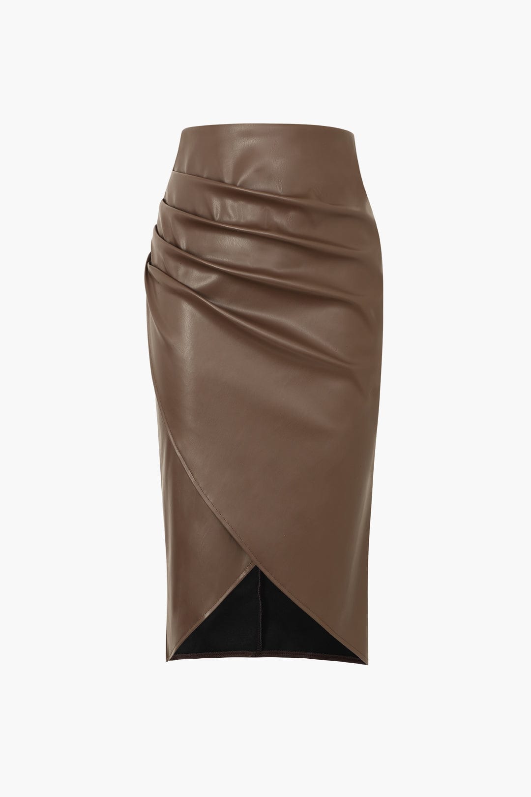 Gonna midi in similpelle da donna – Elegante asimmetrica aderente con motivo intrecciato