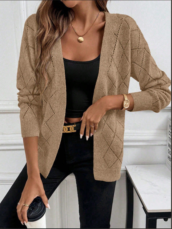 Cardigan donna traforato a maniche lunghe - Leggero ed elegante