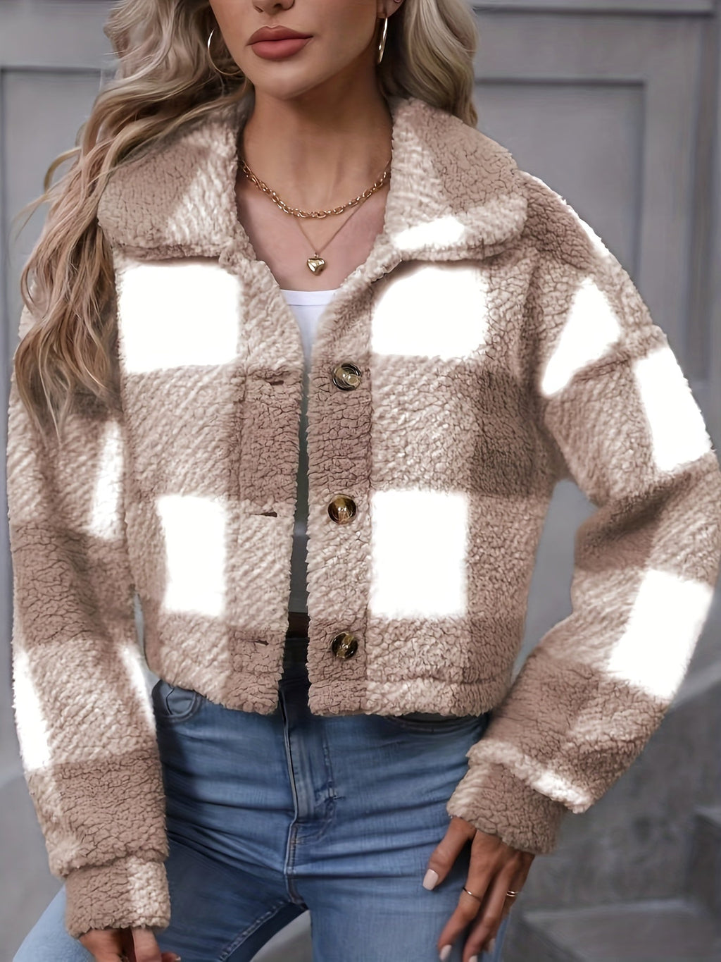 Giacca corta donna a quadri - Moderna e casual