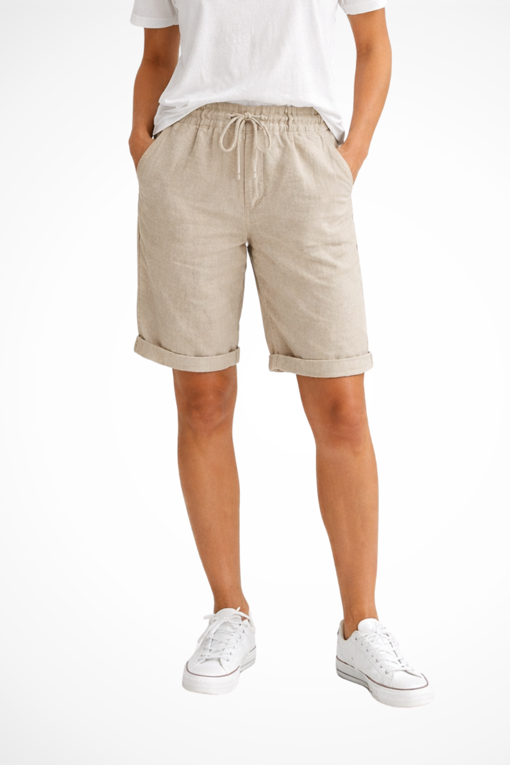Pantaloni capri da donna in lino dalla vestibilità comoda – Leggeri, comodi e adatti a tutti i giorni
