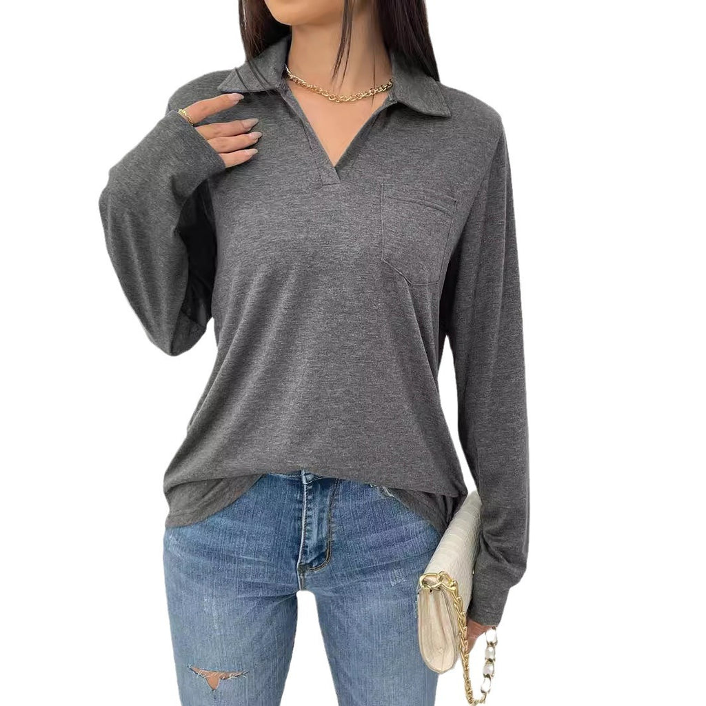 Top donna tinta unita con collo a revers - Semplice e comodo