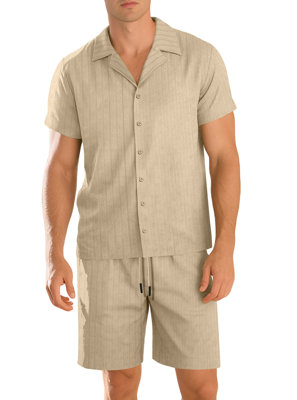 Completo casual da uomo con camicia e pantaloni – Completo resistente a maniche corte per tutti i giorni