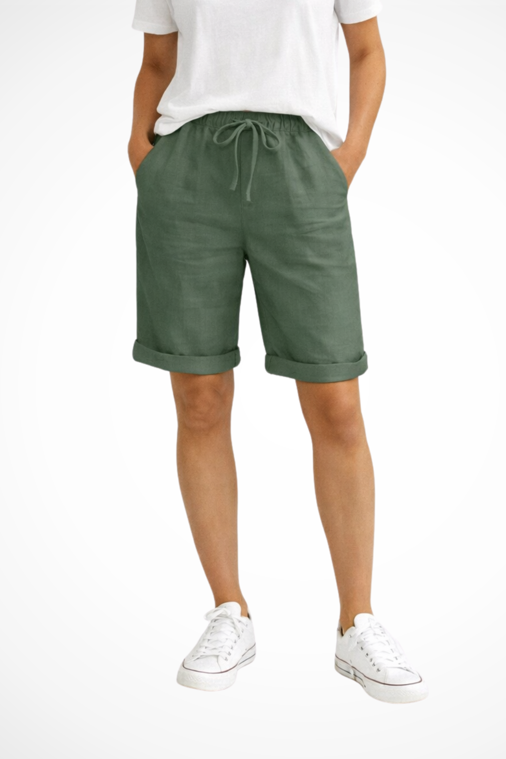 Pantaloni capri da donna in lino dalla vestibilità comoda – Leggeri, comodi e adatti a tutti i giorni