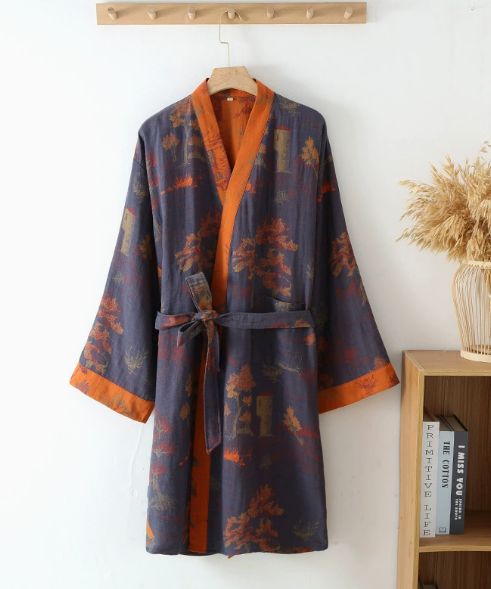 Albornoz kimono retro transpirable con cinturón
