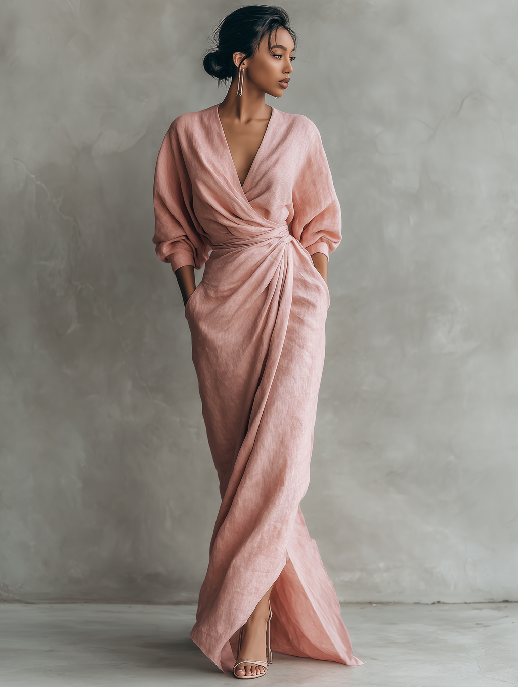 Abito maxi drappeggiato da donna - Elegante e femminile