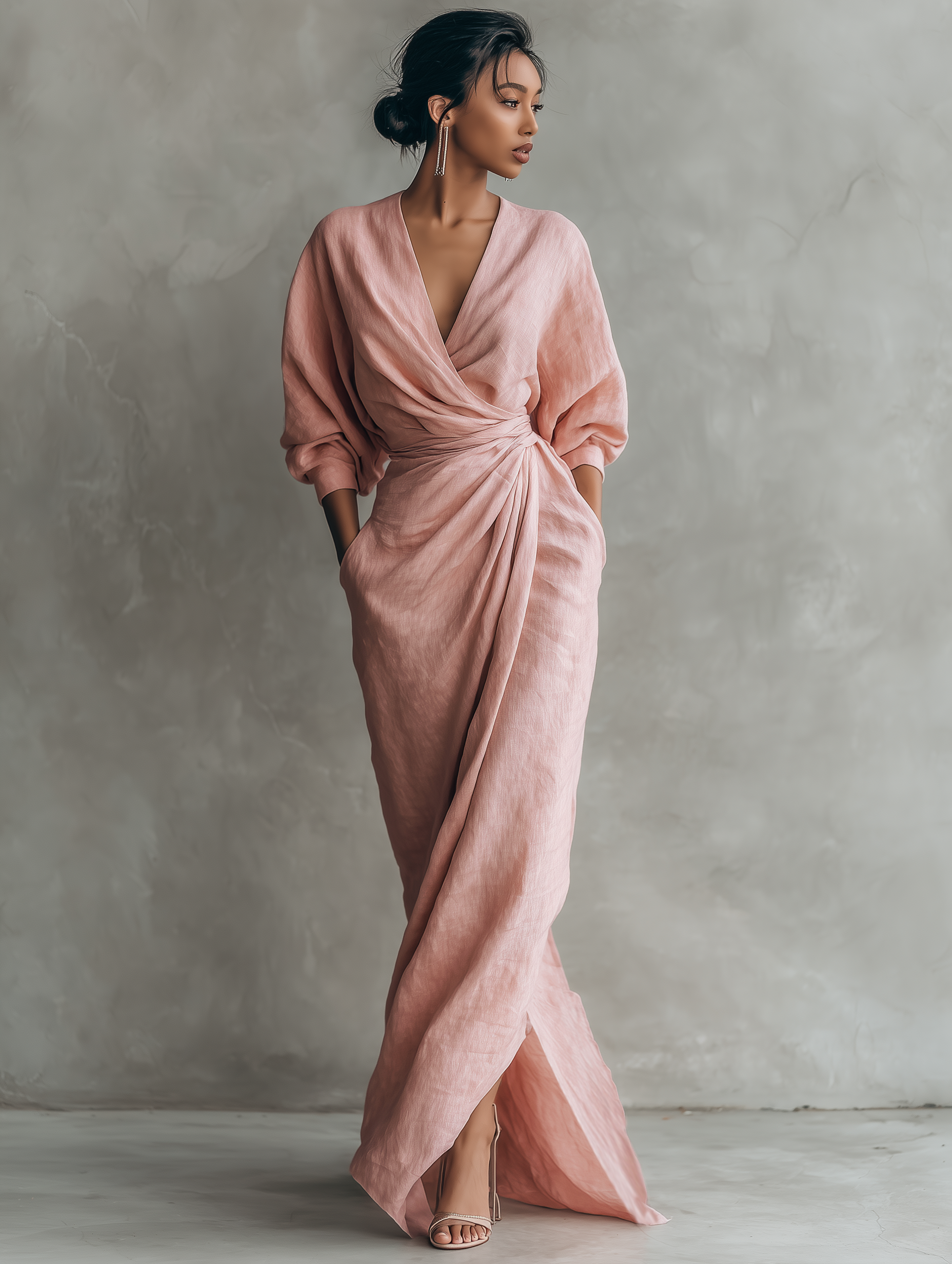 Abito maxi drappeggiato da donna - Elegante e femminile
