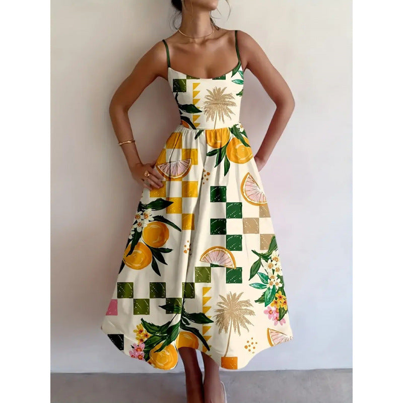 Abito midi donna stampa tropicale - Fresco e femminile