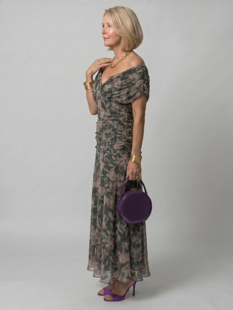 Abito midi da donna con spalle scoperte - Fluido e romantico