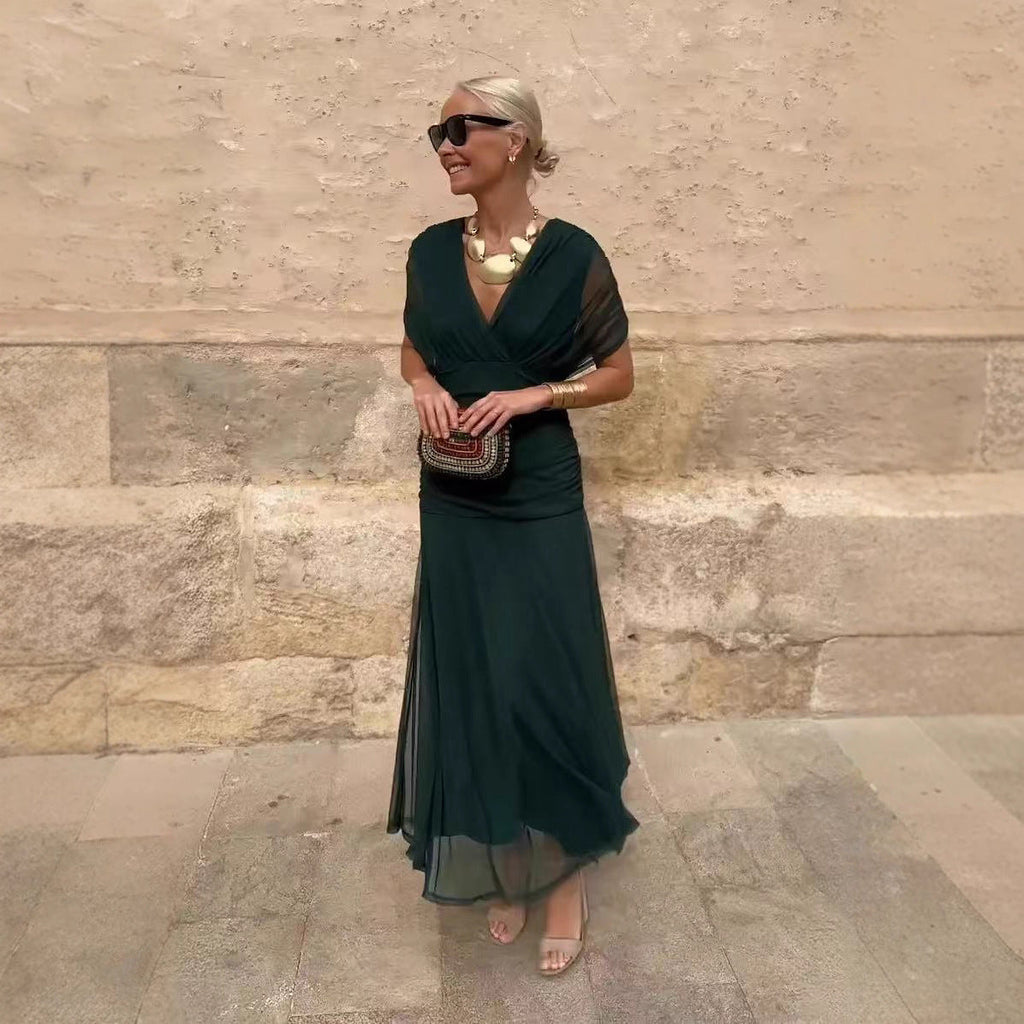 Rebeca Abito Elegante Donna – Stile Serale con Maniche Trasparenti