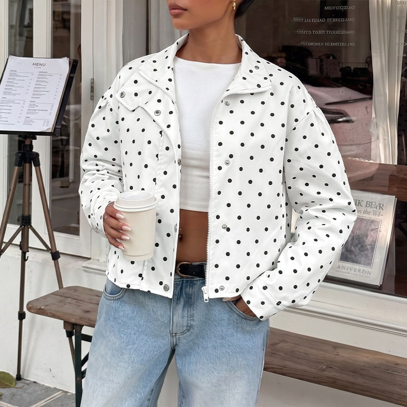 Cappotto donna a pois con maniche lunghe - Casual e leggero