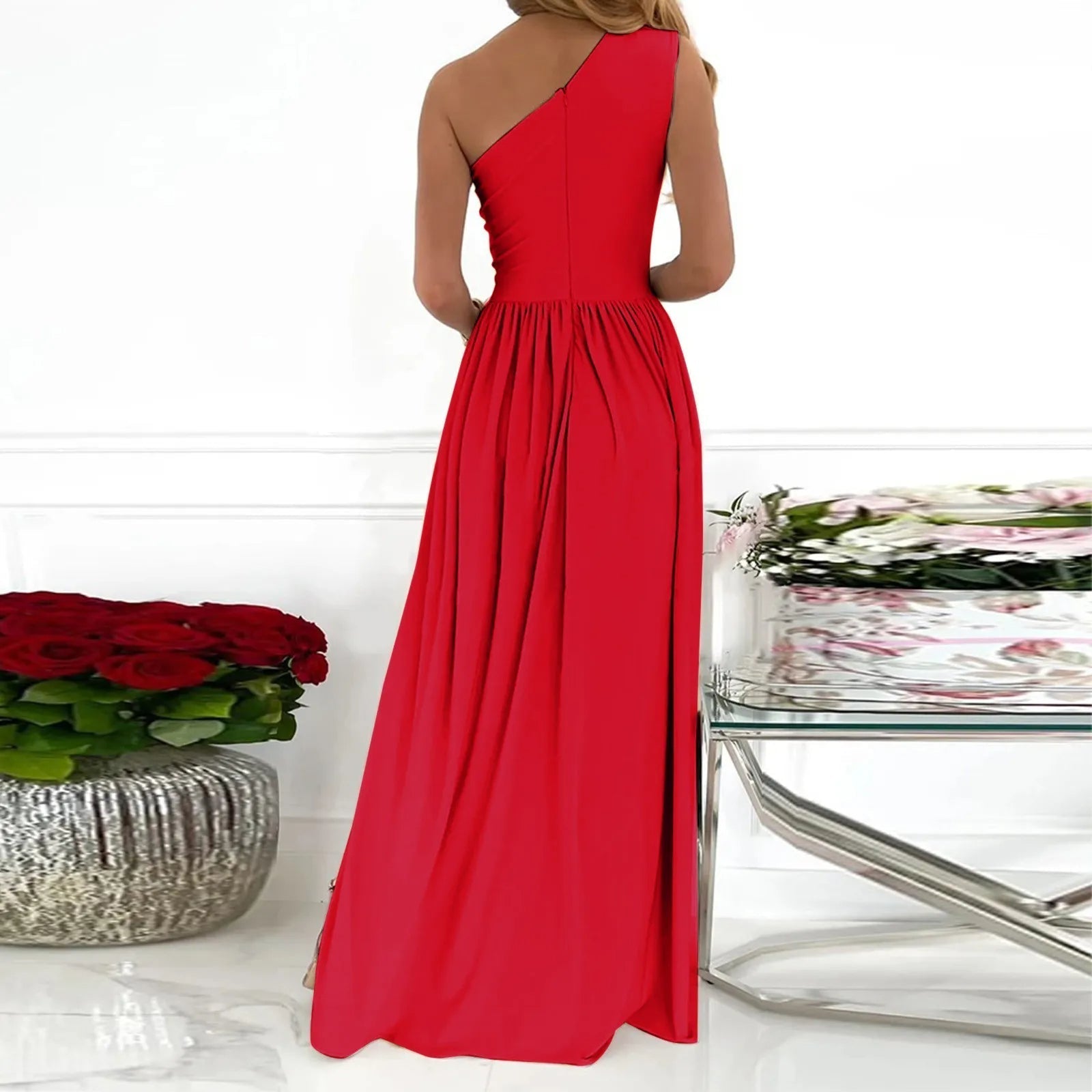 Abito elegante monospalla da donna – Vestito raffinato da occasione