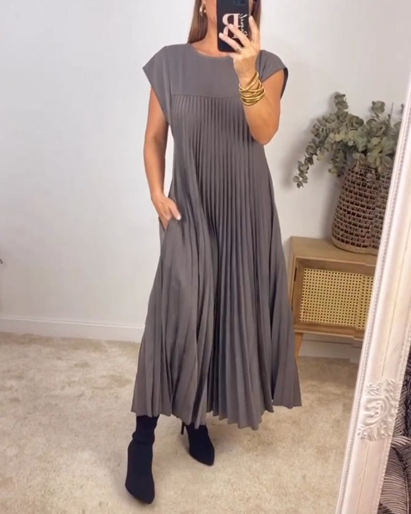 Abito maxi plissettato elegante da donna – Fluido e raffinato