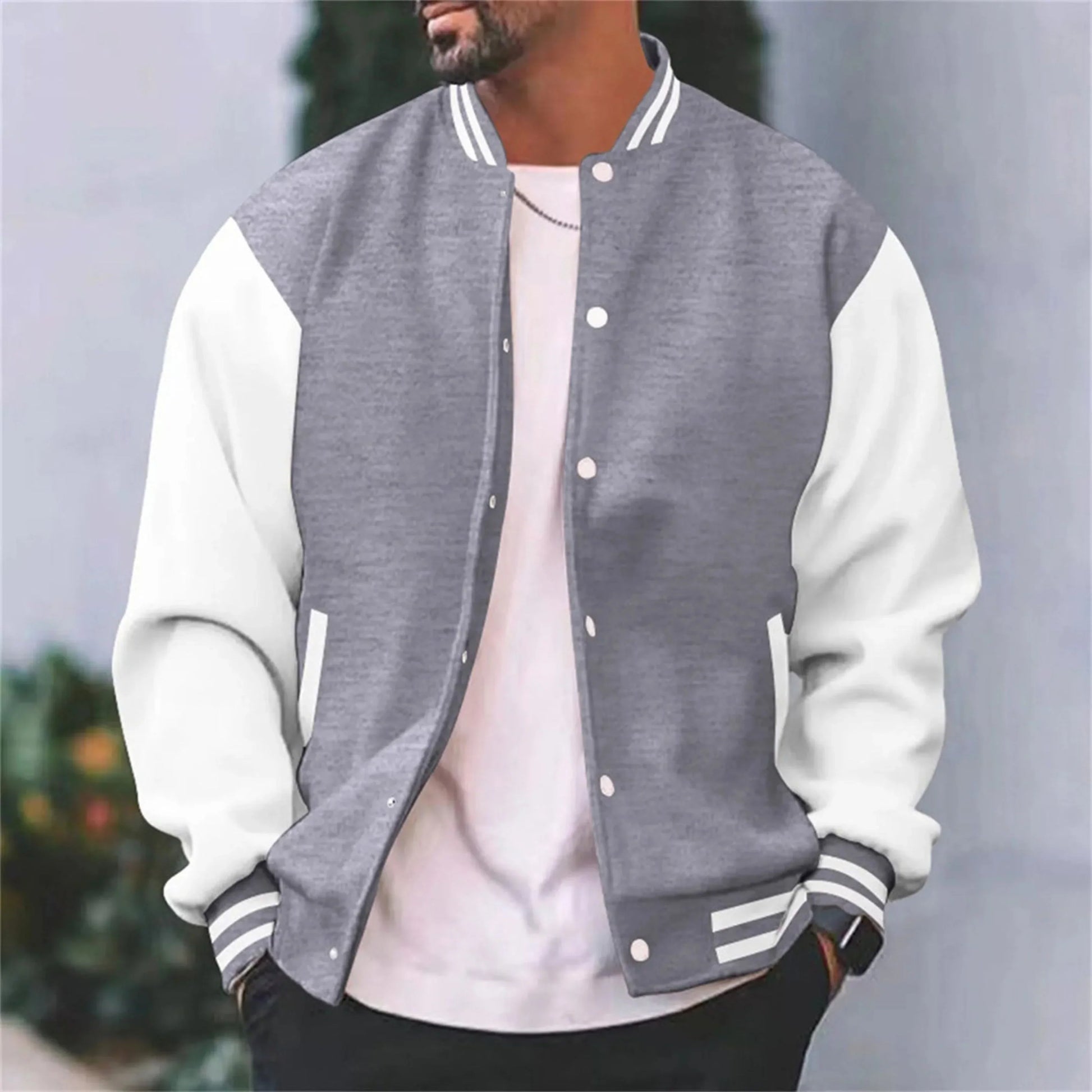 Giacca college da uomo in cotone slim-fit di alta qualità – Bomber casual