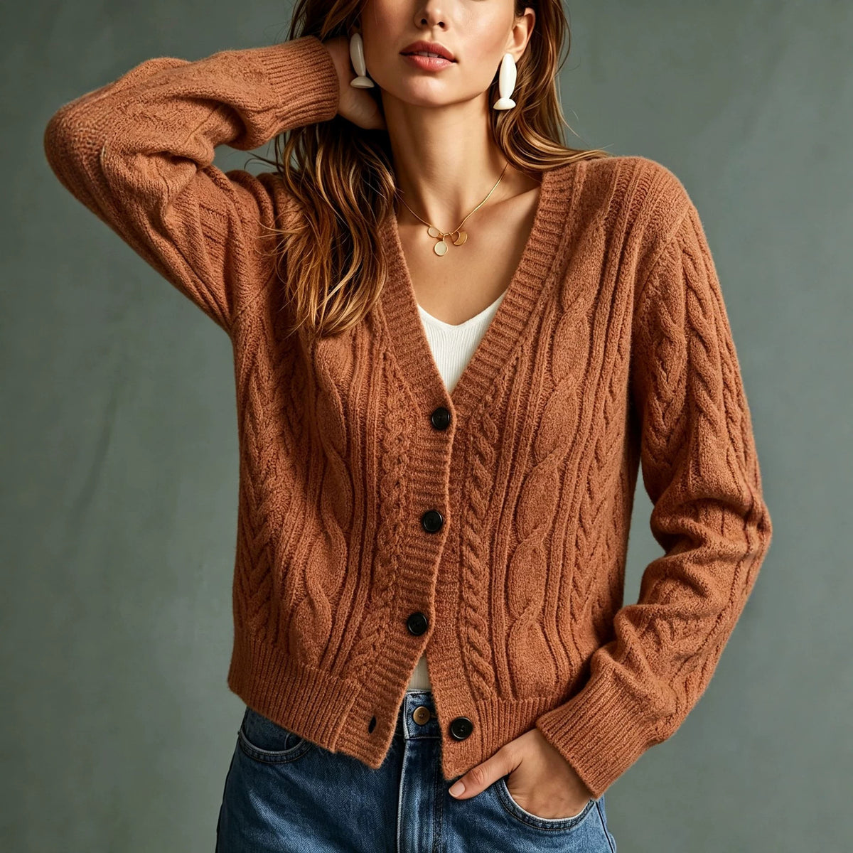 Cardigan trecce donna righe verticali - Vintage e morbido